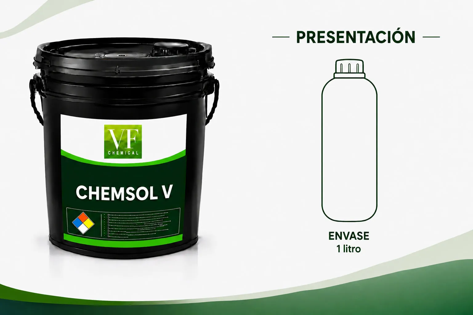 Envase de CHEMSOL V, desengrasante de VF Chemical