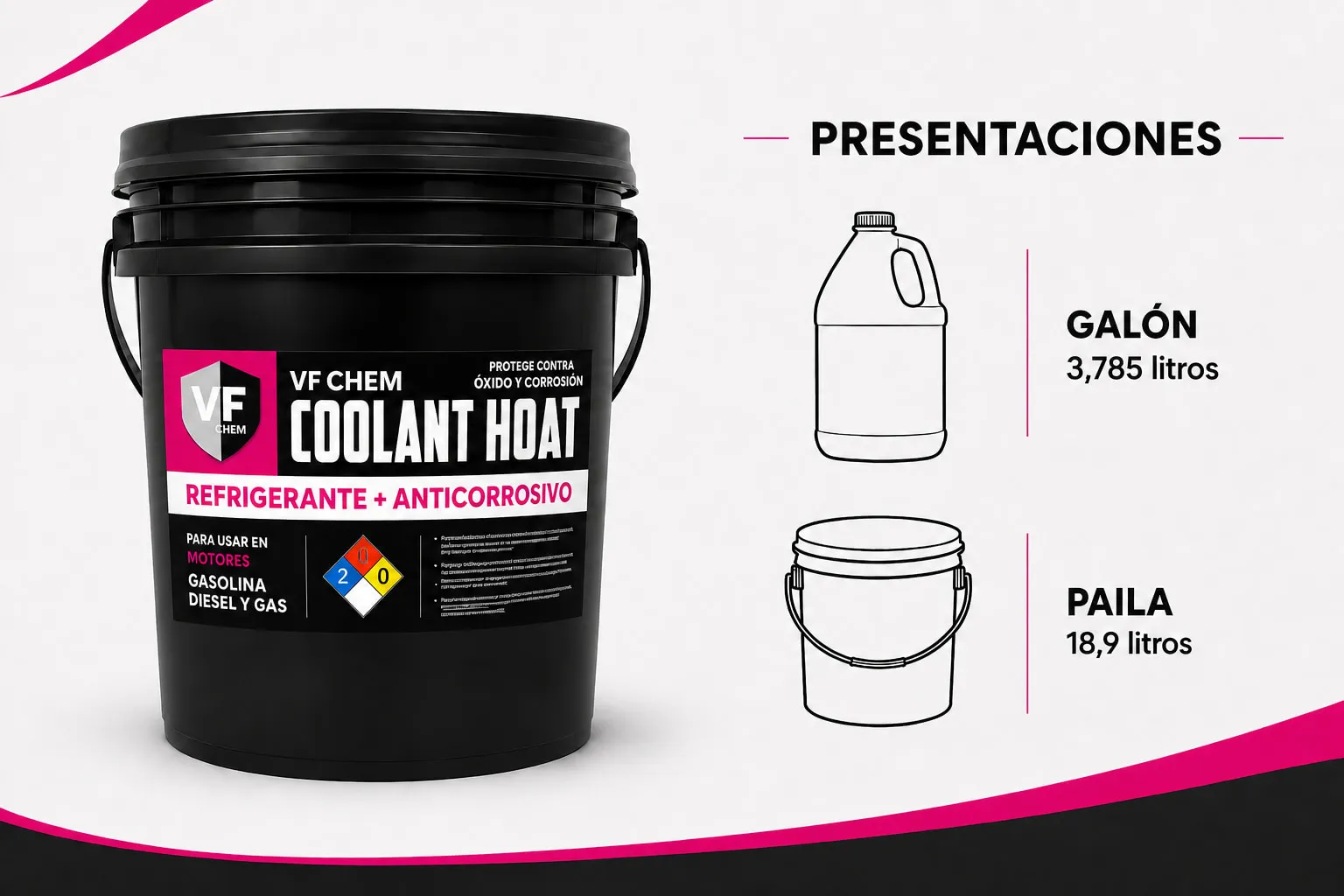 Envase de COOLANT HOAT, línea automotriz de VF Chemical