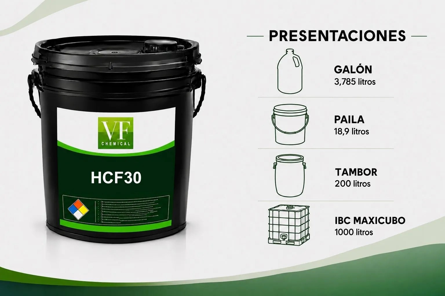 Envase de HCF30, espuma de VF Chemical