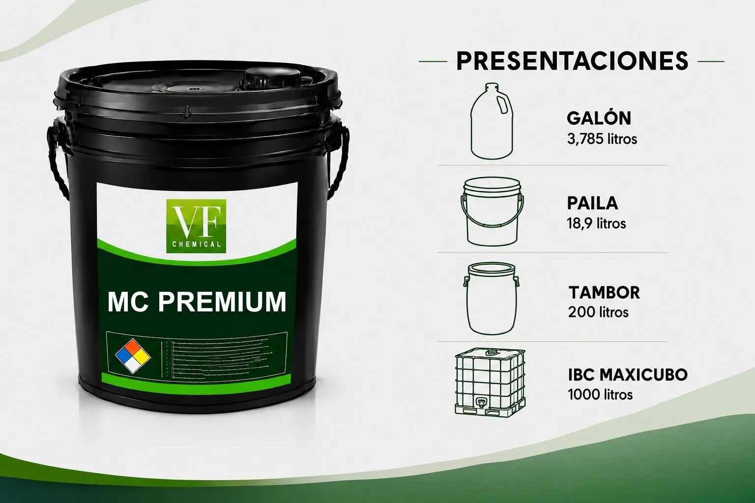 Envase de MC PREMIUM, detergente de VF Chemical